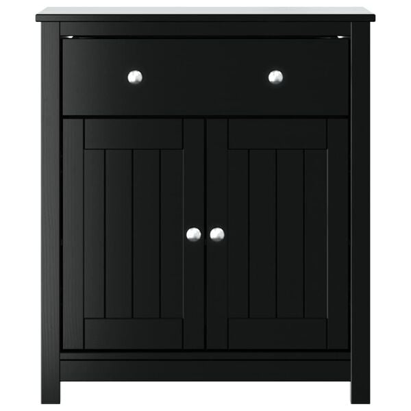 vidaXL Bathroom Cabinet Black Solid pine wood, engineered wood, metal