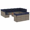 vidaXL 14 Piece Patio Sofa Set with Cushions Gray Poly Rattan