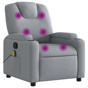 vidaXL Light Grey Massage Recliner Chair Polyester Single