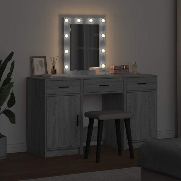 vidaXL Dressing Table Grey 19.69 x 16.14 x 53.15 in Engineered Wood
