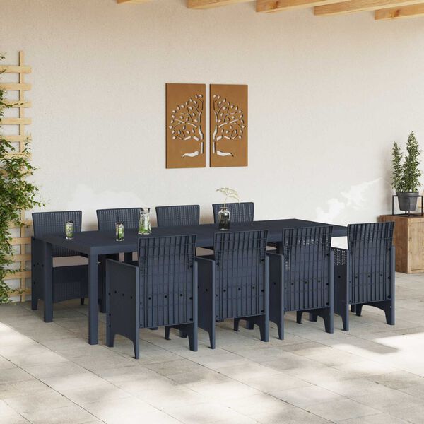 vidaXL Garden Dining Set 9 pcs Anthracite Polypropylene