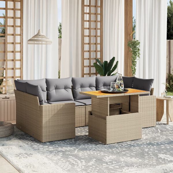 vidaXL Garden Sofa Set Beige, Light Grey