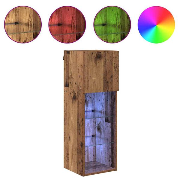 vidaXL Wall-mounted TV Cabinets with LED Strip Lights 2 pcs Old Wood