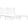 vidaXL Bed Frame White Powder-Coated Steel Double Bed Frame