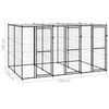 vidaXL Dog Kennel Black and silver Powder-coated steel 78.2 sq ft