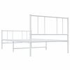 vidaXL Bed Frame White Steel Twin Bed Frame Rectangular Traditional