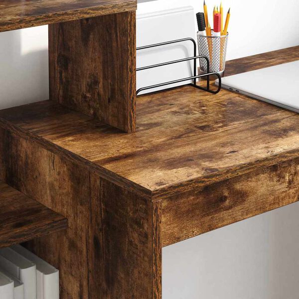 vidaXL Desk Smoked Oak 39.37 x 15.75 x 35.43 in Engineered Wood