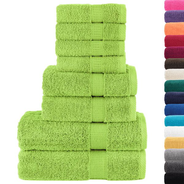 vidaXL Towel Set Apple Green 100% Cotton Guest, Hand, Shower