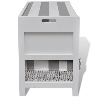 vidaXL White Storage & Entryway Bench with Cushion Top 2 Drawer 2 Basket