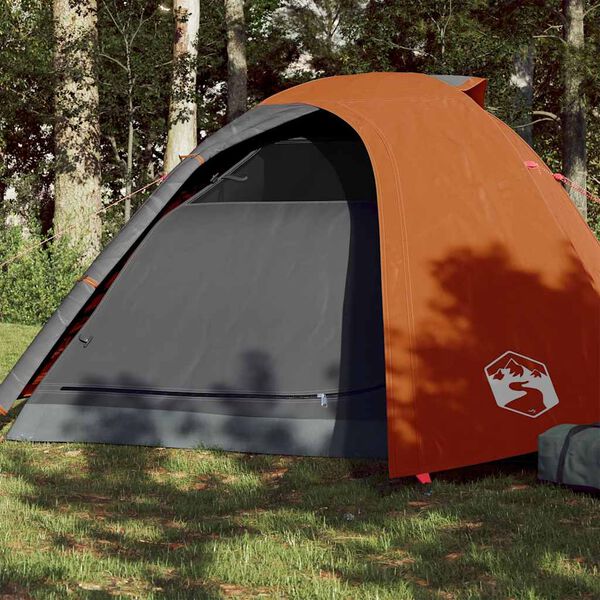 vidaXL Camping Tent Dome 4-Person Grey and Orange Waterproof