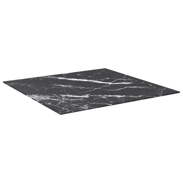 vidaXL Table Top Black with White Marble Design Tempered Glass