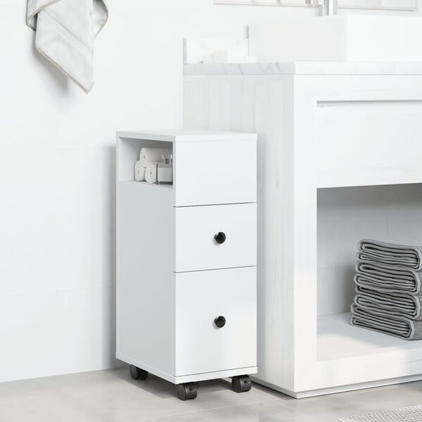vidaXL Narrow Bathroom Cabinet White Engineered wood Slim