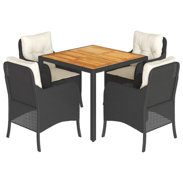 vidaXL Garden Dining Set Black, Cream White Poly Rattan 4-Seater