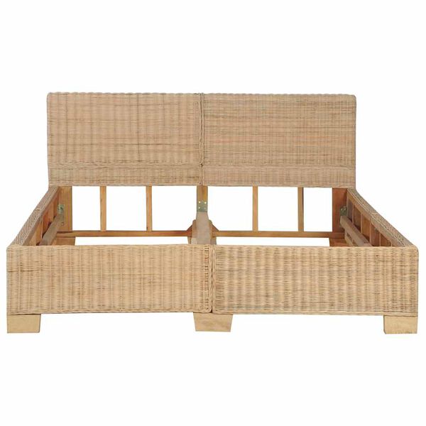 vidaXL Bed Natural Mahogany wood 55.1x78.7 in. Durable Bed