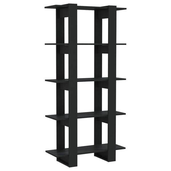 vidaXL Book Cabinet Black Engineered wood Medium Book Cabinet