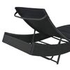 vidaXL Sunlounger Black PE rattan, textilene fabric, cotton padding, steel