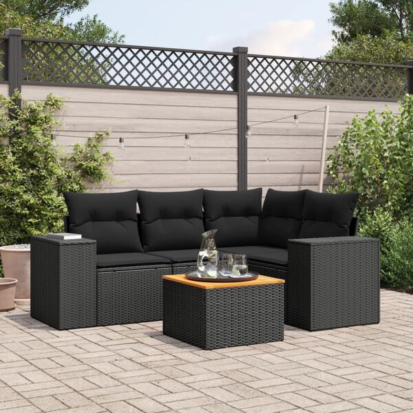 vidaXL Garden Sofa Set Black Poly Rattan Large Modular Garden Sofa Set