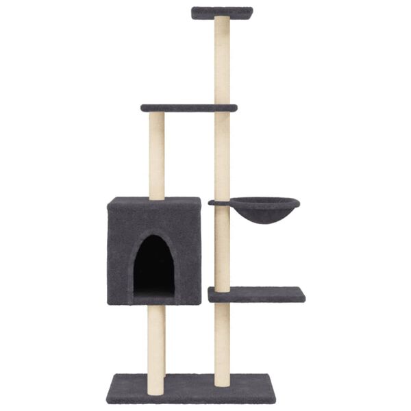 vidaXL Cat Tree Dark Grey Engineered wood, plush, sisal Medium Cat Tree