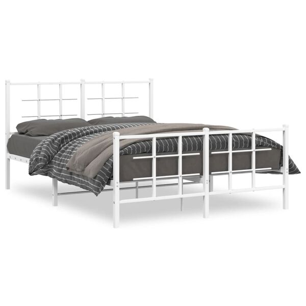 vidaXL Bed Frame White Powder-coated Steel 55.1 x 74.8 in Bed Frame