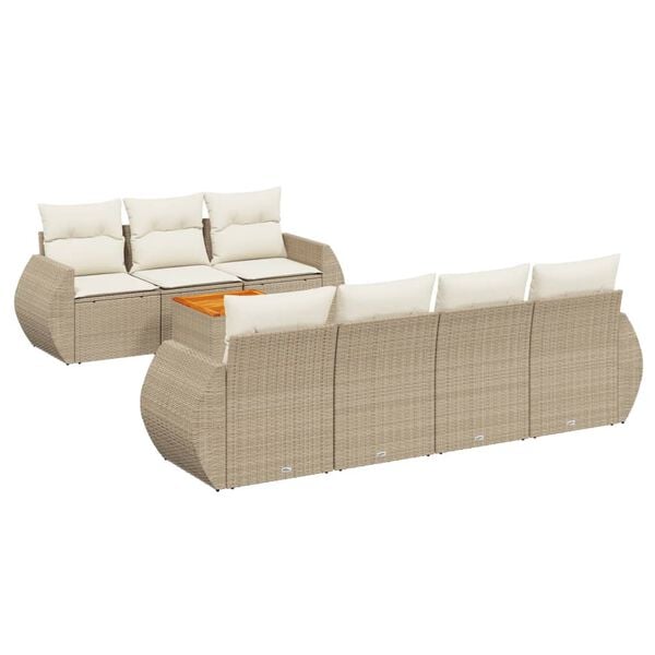 vidaXL Garden Sofa Set Beige PE rattan Large Modular Garden Sofa Set