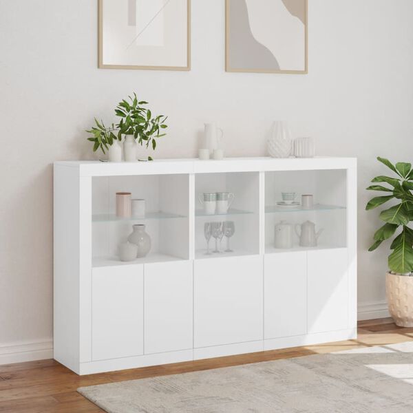 vidaXL Sideboard White Engineered wood, Glass 63.8 x 14.6 x 39.4 in