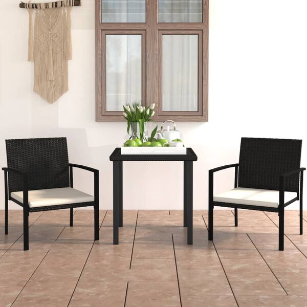 vidaXL Dining Set Black Table and Chairs, Cream Cushions