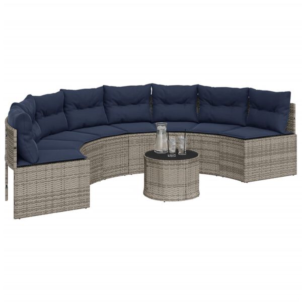 vidaXL Patio Sofa Gray, Navy Blue