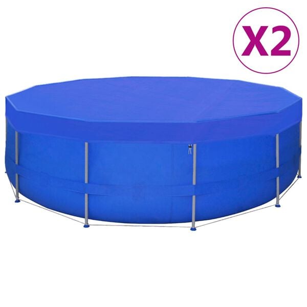 vidaXL Pool Cover Set of 2 Dark blue Polyethylene 21.3 ft diameter