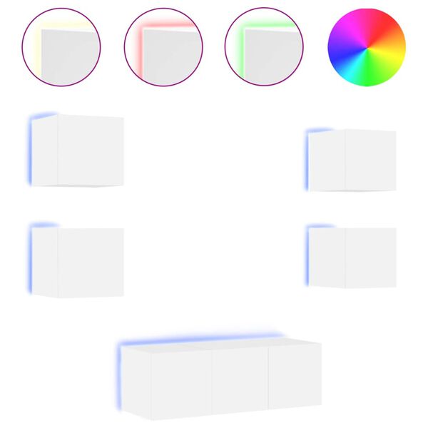 vidaXL TV Wall Unit White Engineered wood Medium TV Wall Unit