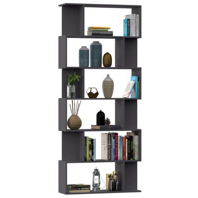 vidaXL Book Cabinet/Room Divider Gray 31.5"x9.4"x75.6" Engineered Wood