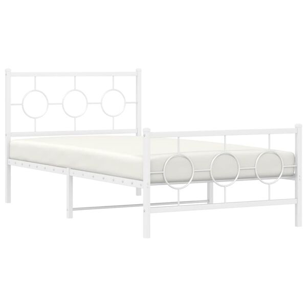 vidaXL Bed Frame White Powder-Coated Steel Twin Industrial Bed Frame