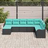 vidaXL Garden Sofa Set 8 pcs Black and turquoise Poly rattan
