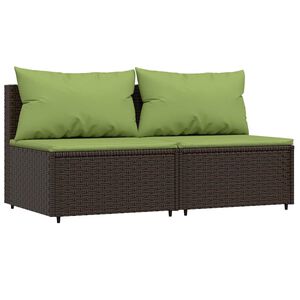 vidaXL Patio Middle Sofa Brown, Green
