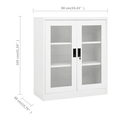 vidaXL Office Cabinet White 35.4"x15.7"x41.3" Steel