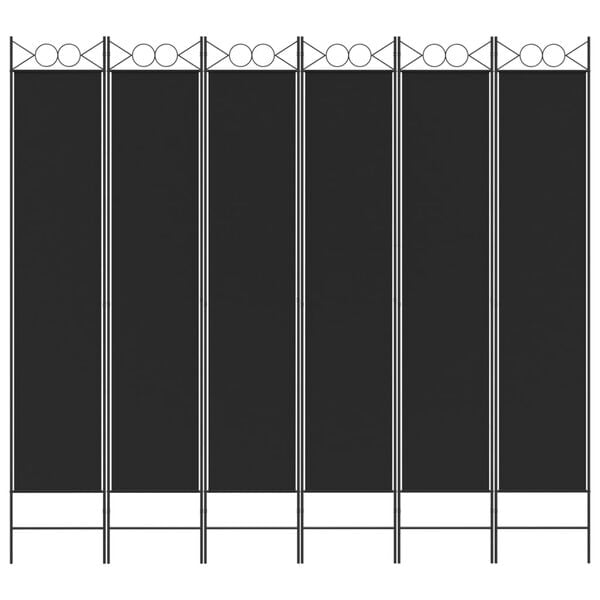 vidaXL 6-Panel Room Divider Black 94.5"x86.6" Fabric