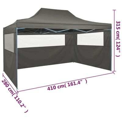 vidaXL Professional Folding Party Tent with 3 Sidewalls 9.8'x13.1' Steel Anthracite