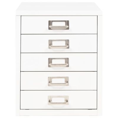 vidaXL Filing Cabinet with 5 Drawers Metal 11"x13.8"x13.8" White