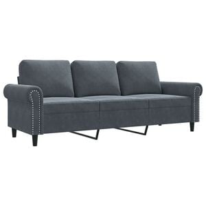 vidaXL 3-seater Sofa Dark Grey Velvet (100% polyester) 3-seater Durable