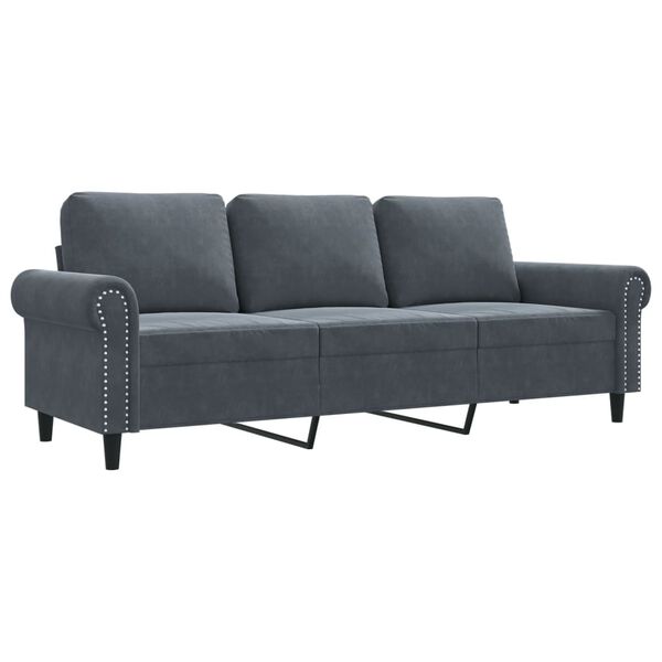vidaXL 3-seater Sofa Dark Grey Velvet (100% polyester) 3-seater Durable