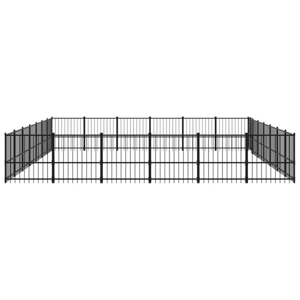 vidaXL Dog Kennel Black Powder-coated steel Large Durable Dog Kennel