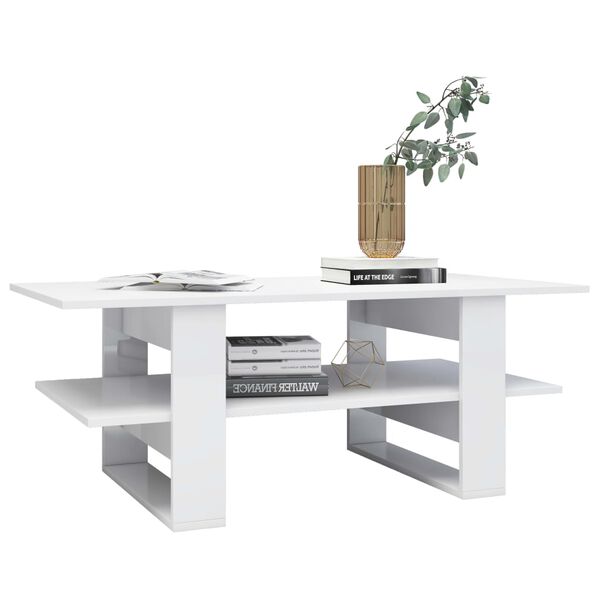 vidaXL Coffee Table High Gloss White 43.3" x 21.7" x 16.5" Engineered Wood