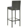 vidaXL Bar Stool Set of 4 Grey Poly rattan Counter height
