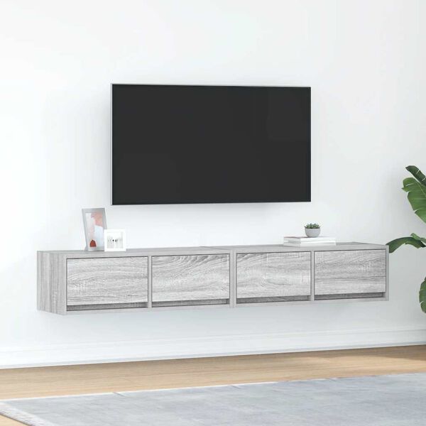vidaXL TV Cabinet Set of 2 Grey Sonoma Engineered Wood Medium