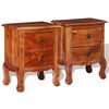 vidaXL Nightstand Set of 2 Brown Solid acacia wood Medium Nightstand