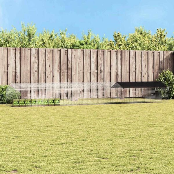 vidaXL Rabbit Cage Silver 400 x 78 x 78 cm Galvanised Steel