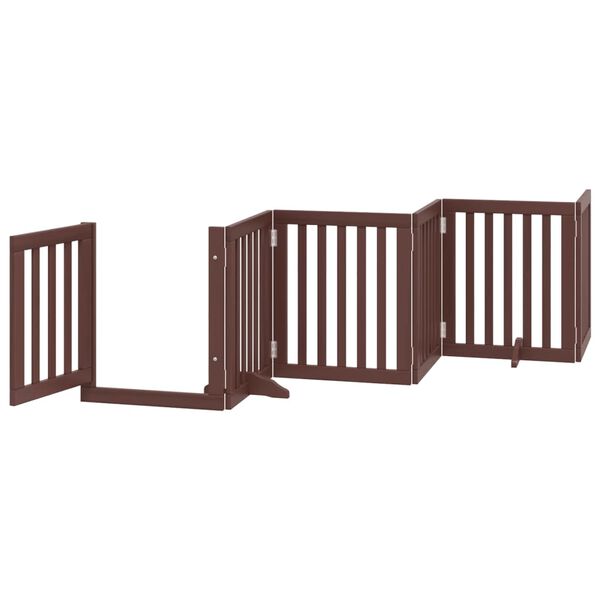 vidaXL Dog Gate Set of 6 Brown Poplar Wood with Water-based Paint