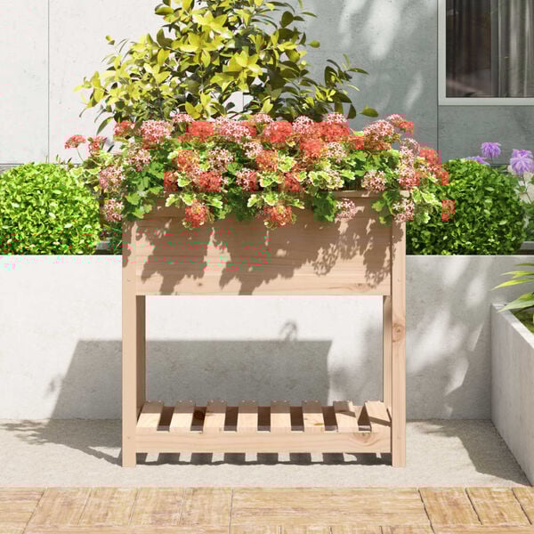 vidaXL Planter Natural Wood Solid Pine Wood Medium Durable Planter