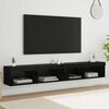 vidaXL TV Wall Cabinets with LED Strip Lights Panama 2 pcs Black Oak