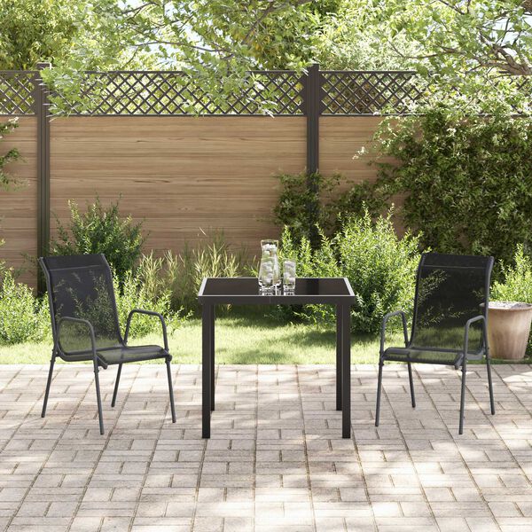 vidaXL Garden Dining Set 3 pcs Black Textilene and steel