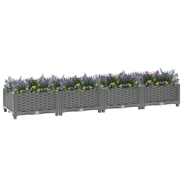 vidaXL Raised Bed Light Gray Polypropylene Large Decorative Inlays